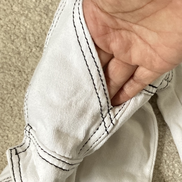 Preloved Y2K Women's White Elasticated Waistband Cargo Jeans - UK Size 8 - Picture 5 of 13